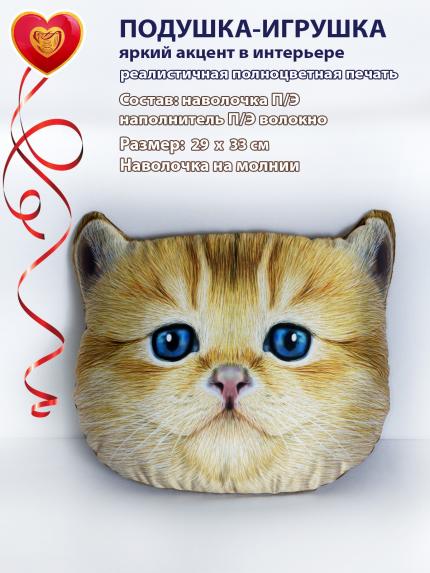 подушка рельефная с фотопечатью Рыжий котенок